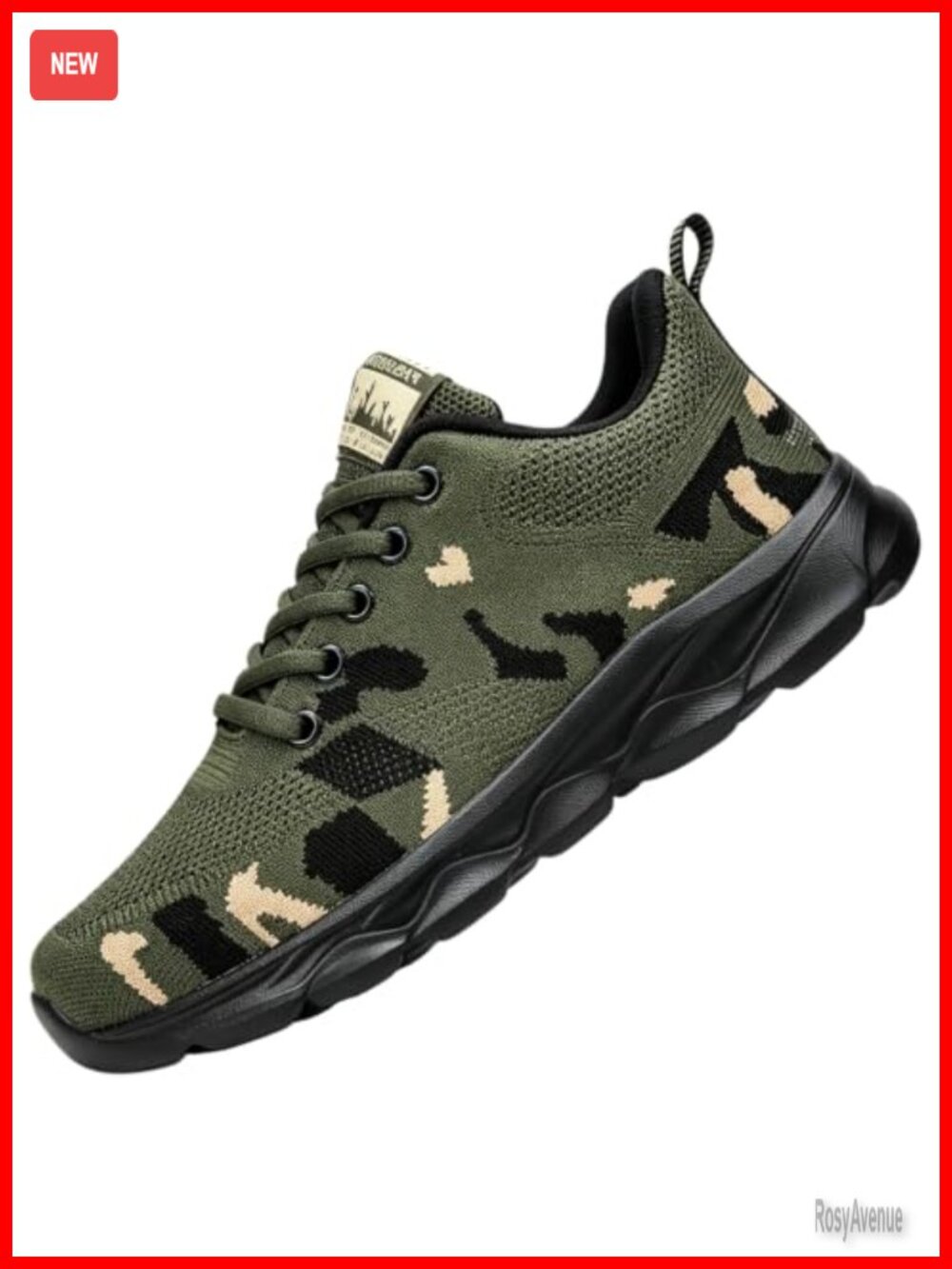 Womens Slip On Camo Walking Shoes Lightweight Lace-Up Hiking Sneaker